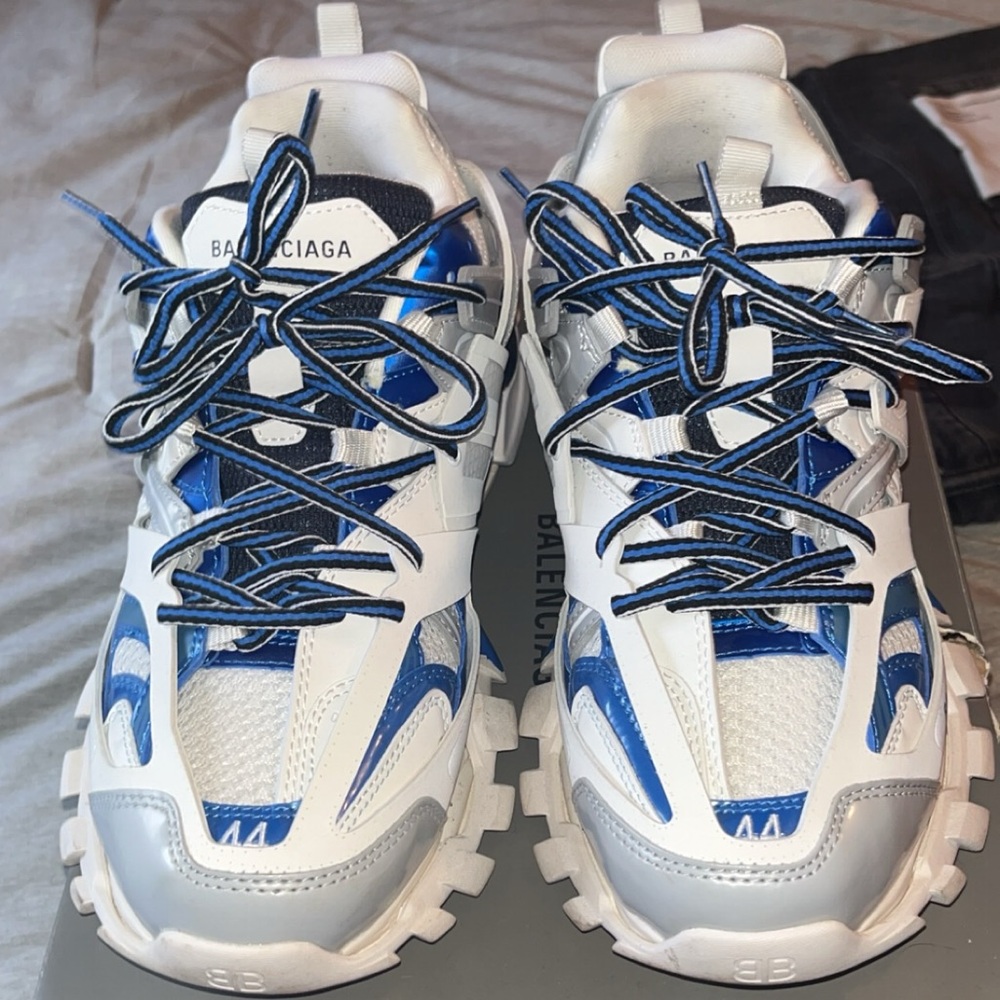 White and Blue Balenciaga Tracks